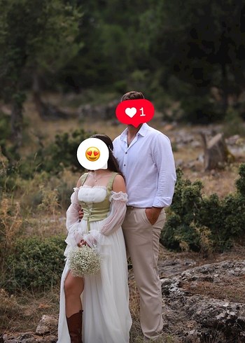 Bohem Tarzı Straplez A Kesim Gelinlik