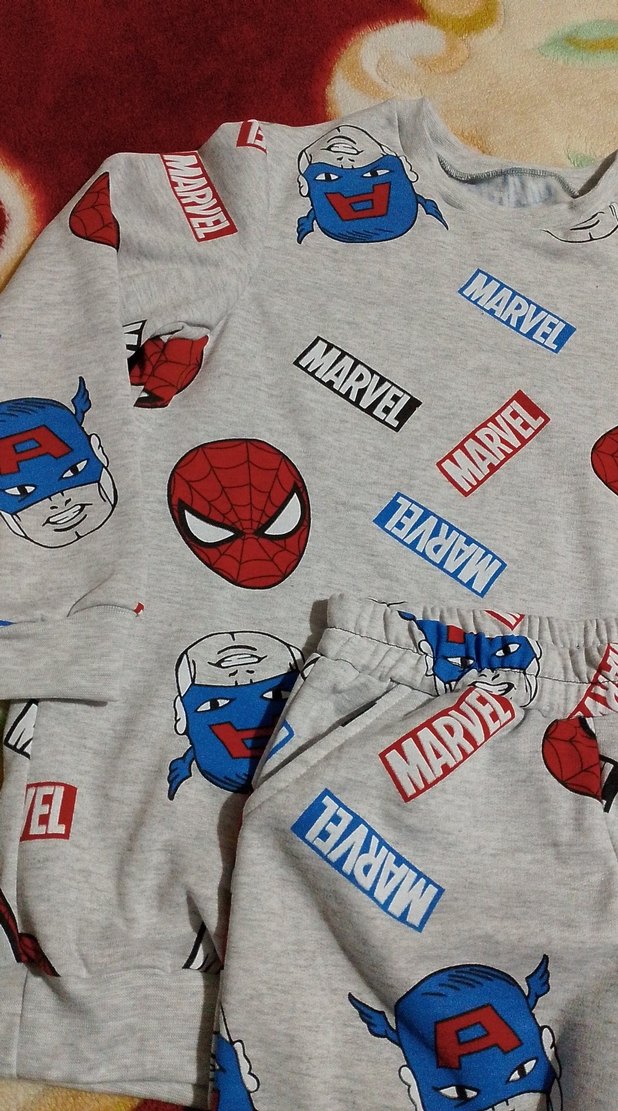 Marvel desenli gri çocuk pijama takımı - Görsel 3
