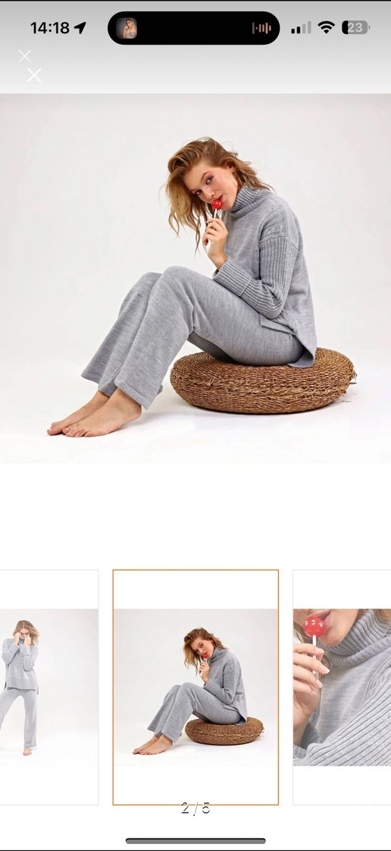 Gri Kadın Rahat Kesim triko Eşofman - Görsel 2