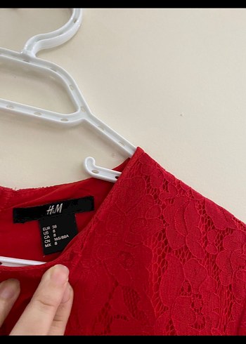 Kırmızı Dantel kına yeni yıl Kadın Elbise - Görsel 4