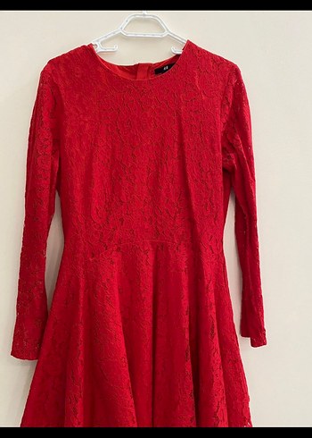 Kırmızı Dantel kına yeni yıl Kadın Elbise - Görsel 3