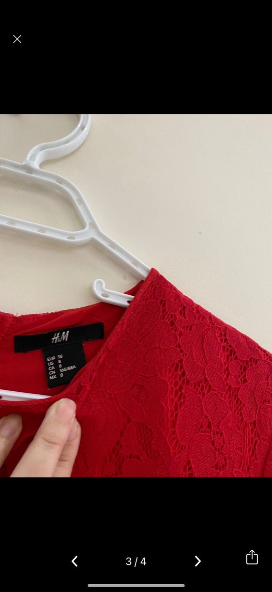 Kırmızı Dantel kına yeni yıl Kadın Elbise - Görsel 4