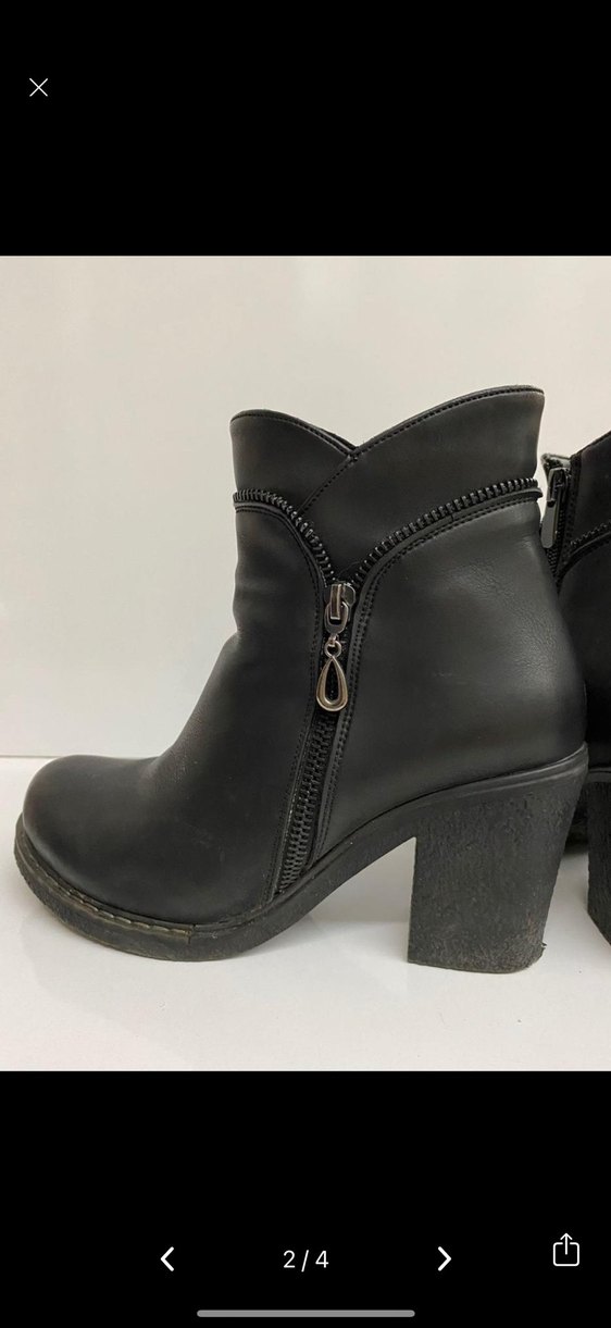 Siyah Deri Tokalı Kadın Bot - Görsel 3