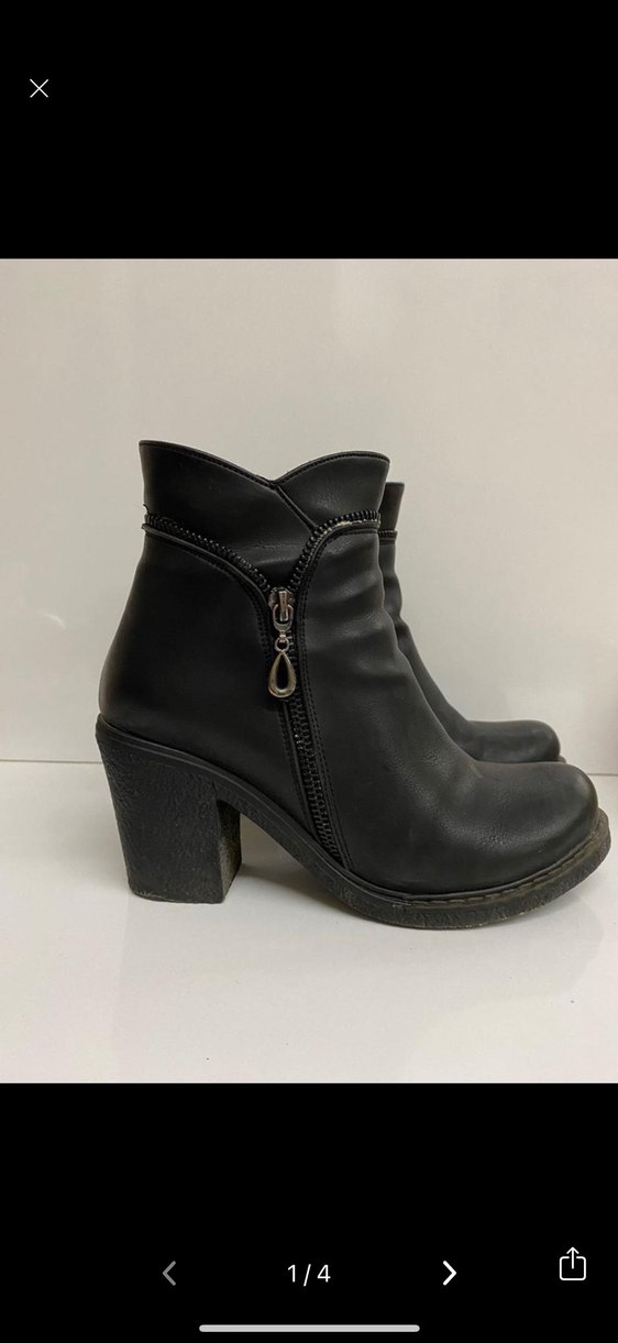 Siyah Deri Tokalı Kadın Bot - Görsel 4