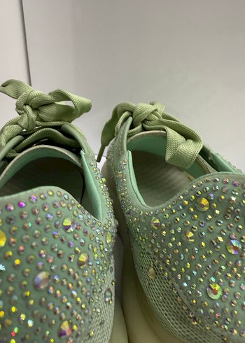 Guja Yeşil Payetli Topuklu Kadın Spor Ayakkabı - Görsel 3