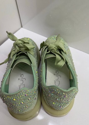 Guja Yeşil Payetli Topuklu Kadın Spor Ayakkabı - Görsel 2