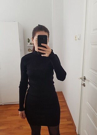 Bershka BERSHKA SİYAH TRİKO ELBİSE