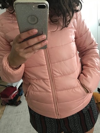 s Beden Pembe şişme mont