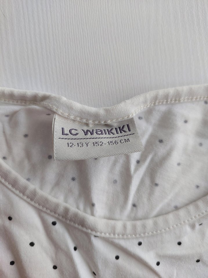 Kız Çocuk Beyaz Kısa Kollu Basic Tişört - Görsel 2