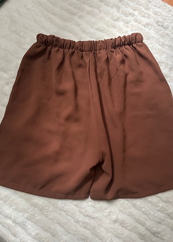 s Beden Kadın Kahverengi Yüksek Bel Mini Şort