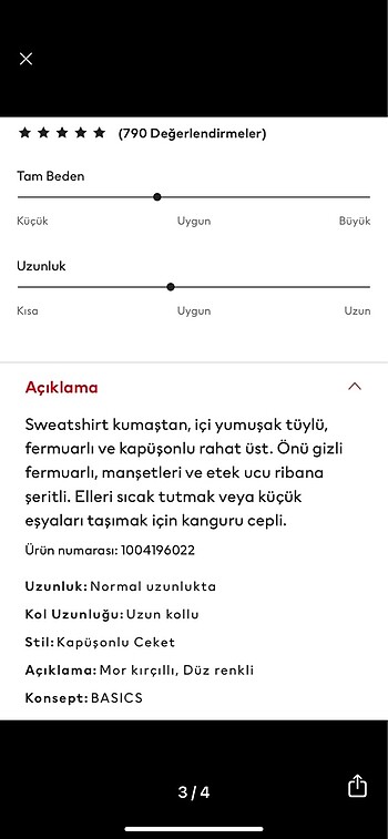 7 Yaş Beden H&M mor hırka