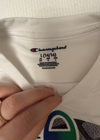 Champion Baskılı Erkek Tişört Beyaz - Görsel 2