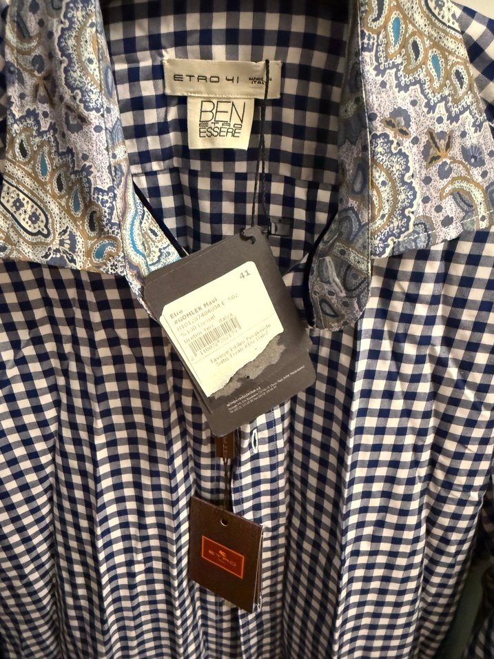 Etro Lacivert Kareli Uzun Kollu Erkek Gömlek - Görsel 2