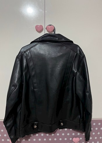 Bershka Kadın Siyah Deri Biker Ceket