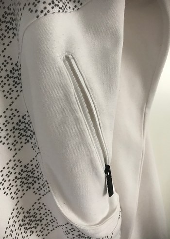 Kadın Beyaz Fermuarlı Uzun Kollu Ceket - Görsel 4