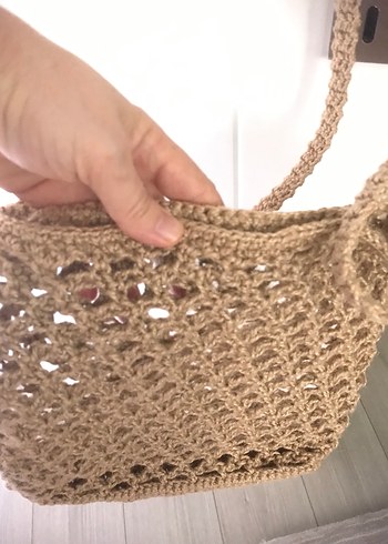 Bej Örgü Bohem Kadın Çanta - Görsel 2