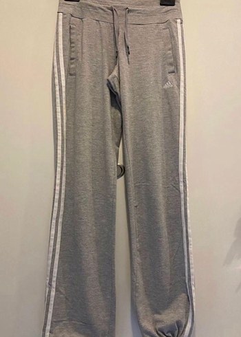 Adidas Gri Adidas Mini Çizgili Pamuklu Sweatpant