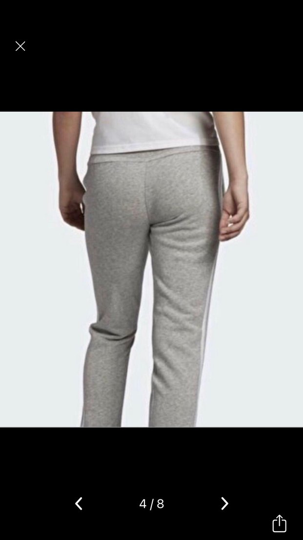 Gri Adidas Mini Çizgili Pamuklu Sweatpant - Görsel 4