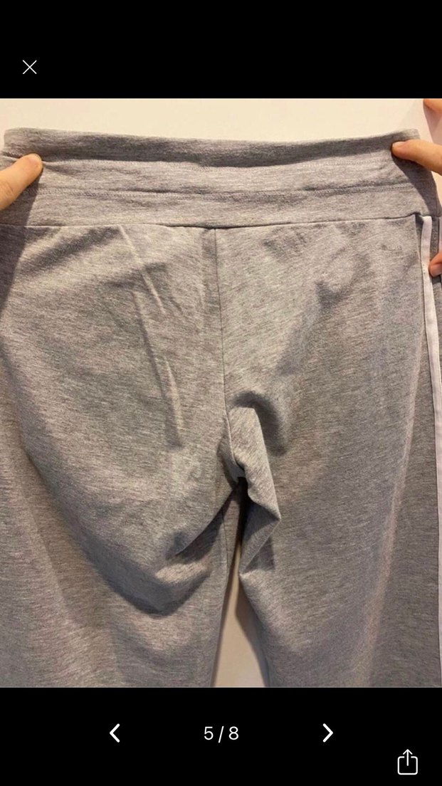 Gri Adidas Mini Çizgili Pamuklu Sweatpant - Görsel 5