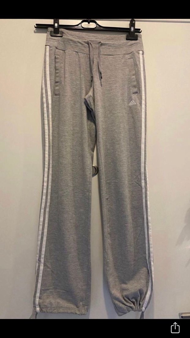 Gri Adidas Mini Çizgili Pamuklu Sweatpant - Görsel 2