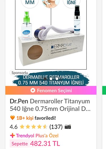 Diğer DermaBlue 540 Titanyum İğneli Dermaroller Sistemi