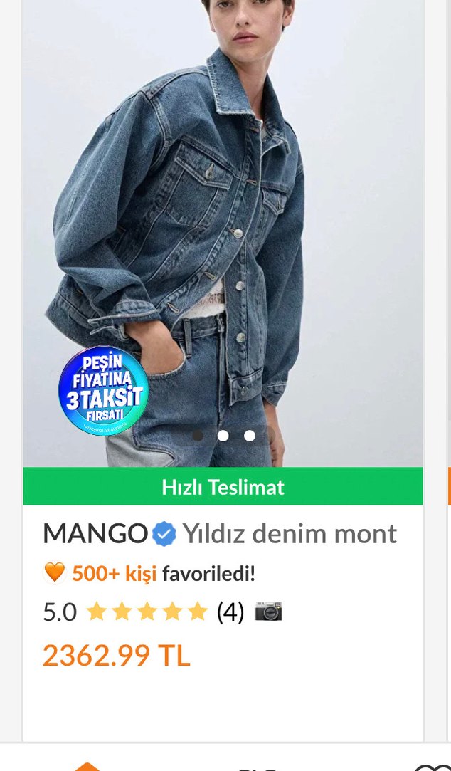 Gri Düğmeli Kadın Kot Ceket - Görsel 5