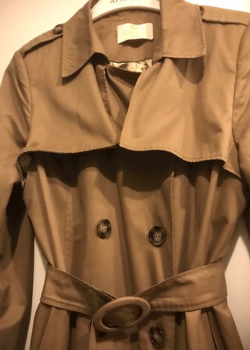 Bej Kemerli Uzun Kadın Trençkot - Görsel 3