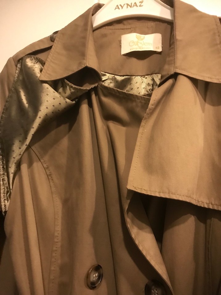 Bej Kemerli Uzun Kadın Trençkot - Görsel 4