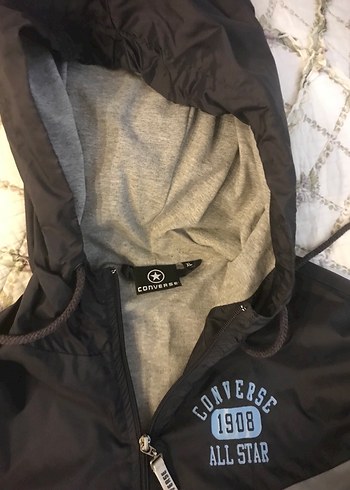 Converse Erkek  Fermuarlı Gri Spor Ceket - Görsel 4