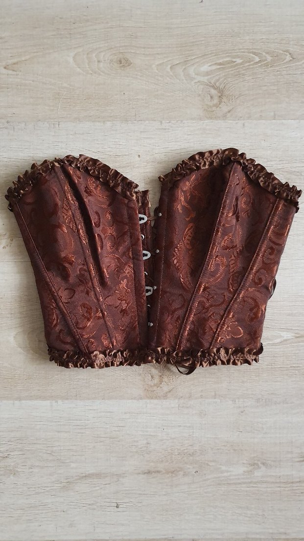 Düğmeli Kahverengi Korse - Görsel 2