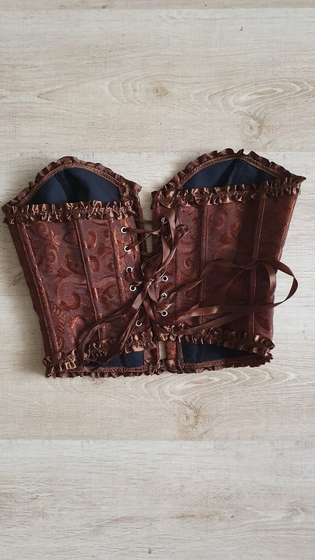 Düğmeli Kahverengi Korse - Görsel 3