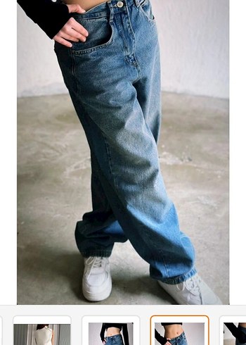 bel toka detaylı mavi jean - Görsel 2