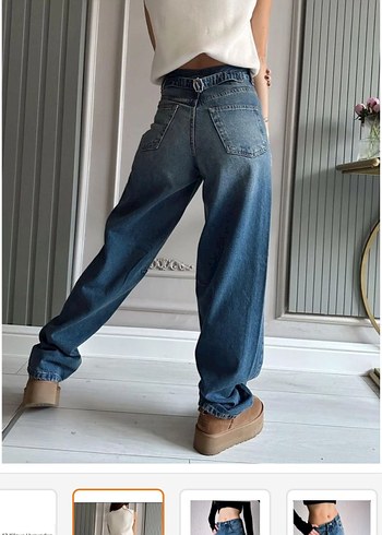 bel toka detaylı mavi jean - Görsel 3