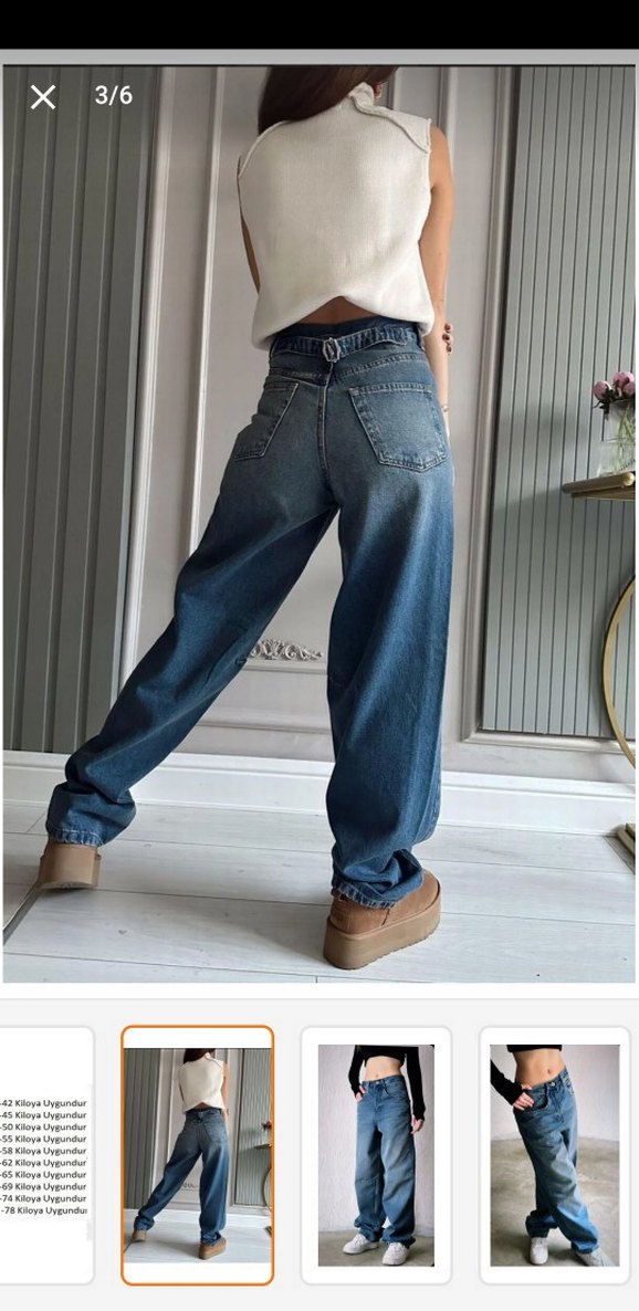 bel toka detaylı mavi jean - Görsel 3