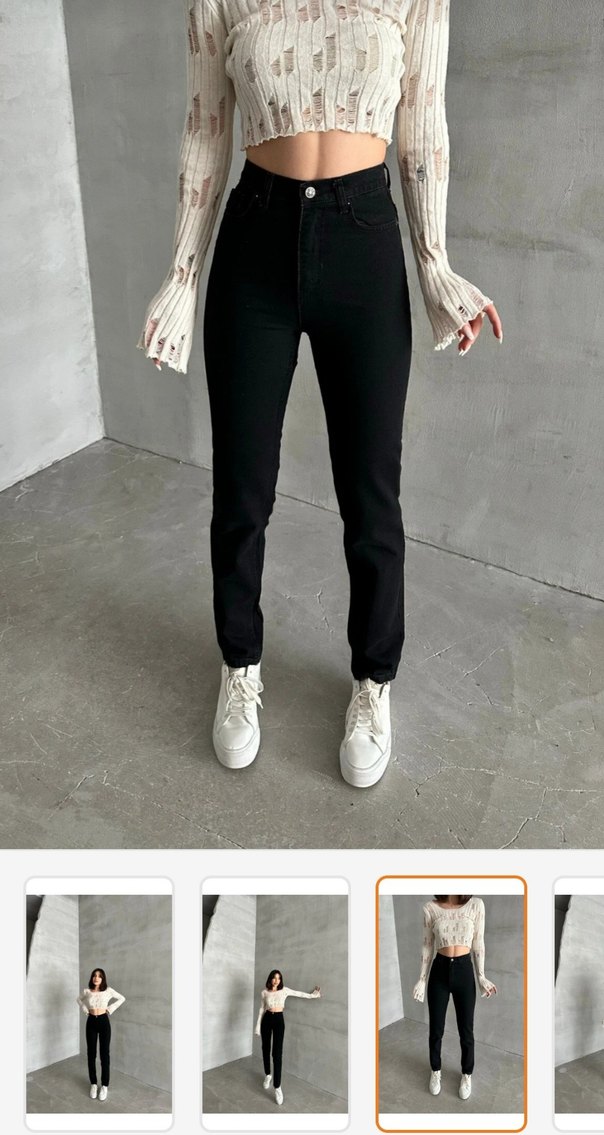 Kadın Siyah Mom Fit Pantolon - Görsel 3