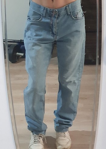 Gri Mavi Loose Fit Midi Kadın Kot Pantolon - Görsel 2