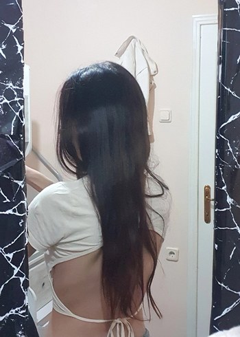 Bej Bağlamalı Bantlı Crop Top Sırt Dekolteli - Görsel 2