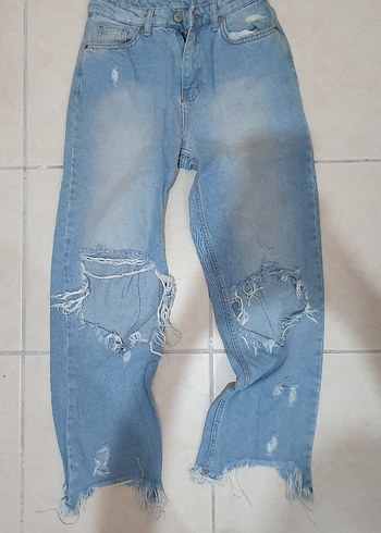 yırtık baggy düşük bel jeanler - Görsel 4