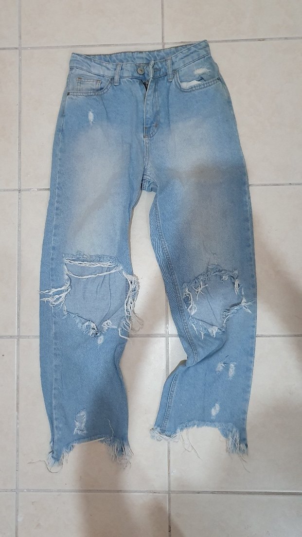 yırtık baggy düşük bel jeanler - Görsel 4