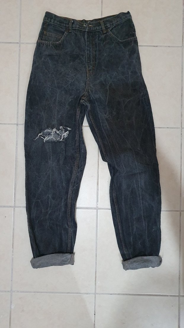 yırtık baggy düşük bel jeanler - Görsel 2