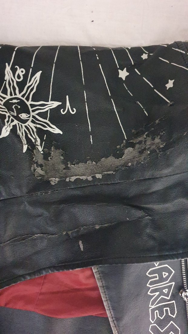 Siyah Parlak Baskılı Deri Ceket - Görsel 5