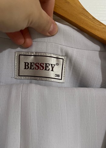 Bessini Düğmeli Gri Kadın Blazer Ceket pantolon takım