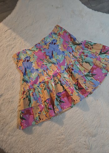 Pastel Renkli Fırfırlı Mini Etek