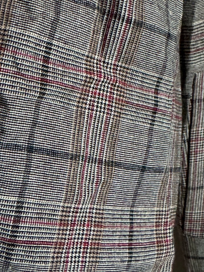 Vintage Düğmeli Gri Ekoseli Kadın Uzun ceket - Görsel 5