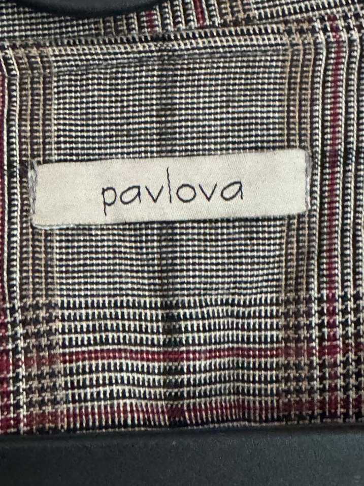 Vintage Düğmeli Gri Ekoseli Kadın Uzun ceket - Görsel 3