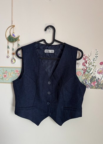 Lacivert kumaş yelek - Görsel 3