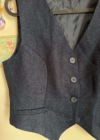 Lacivert kumaş yelek - Görsel 4