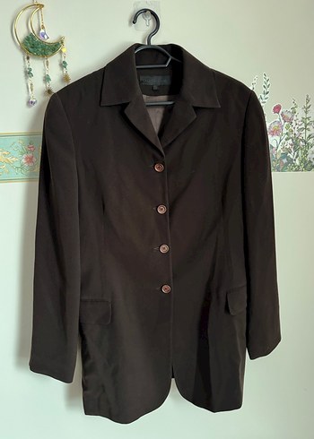 Vintage Koyu Kahverengi Kadın Blazer Ceket - Görsel 3