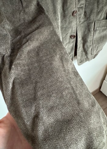 Vintage haki kadife ceket - Görsel 2