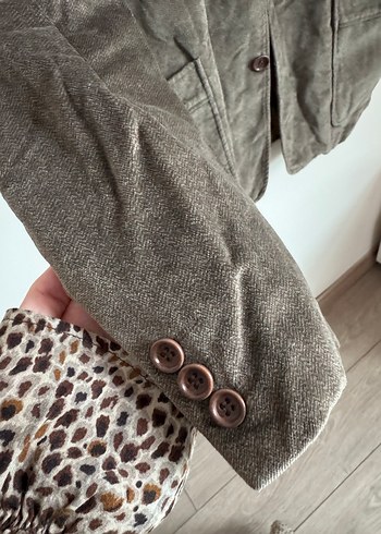 Vintage haki kadife ceket - Görsel 3